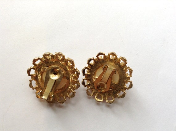 White& Gold Rhinestone Bridal Earrings Vintage We… - image 2