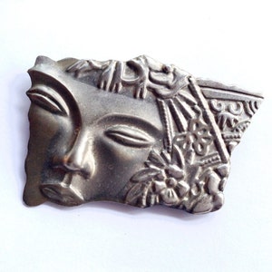 Art Nouveau Lady Face Brooch Antique Figural