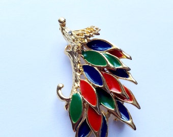 Bunte Emaille Peacock Brosche Vintage Figural Modeschmuck