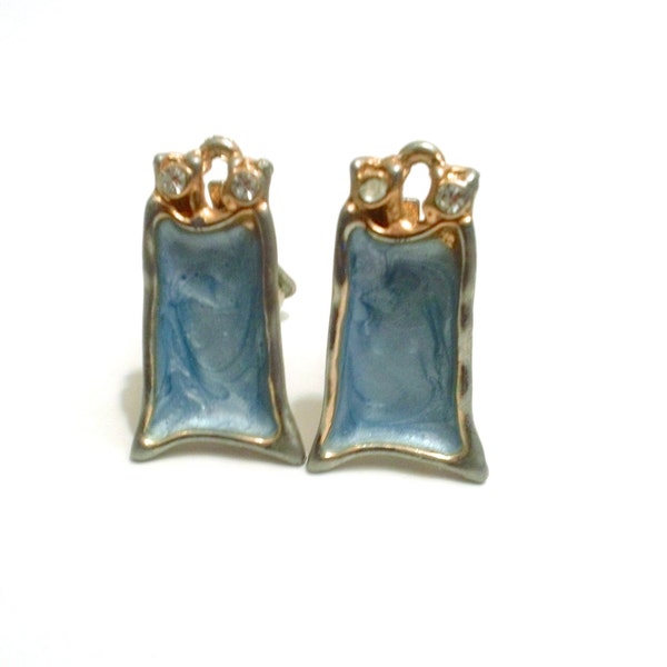 Baby Blue Enamel Handbag Earrings