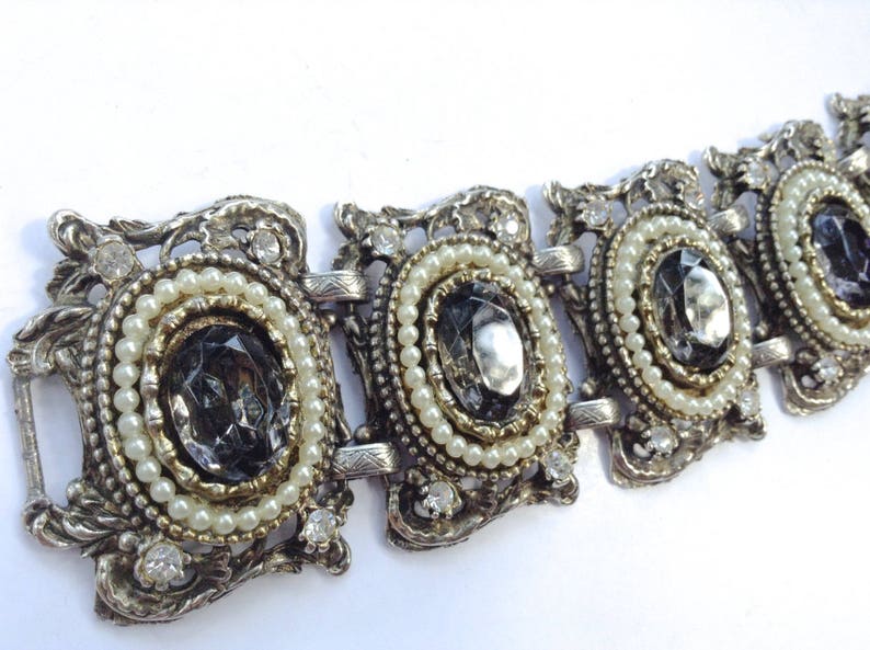 Medieval Renaissance Grey Bracelet Bold Baroque Selro Style Bridal Jewelry