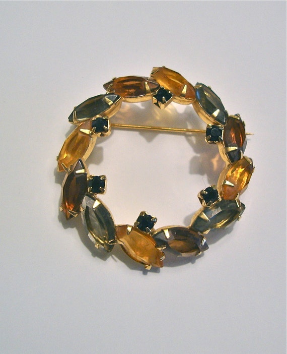 Juliana Rhinestone Yellow & Grey Brooch Mad Men R… - image 2