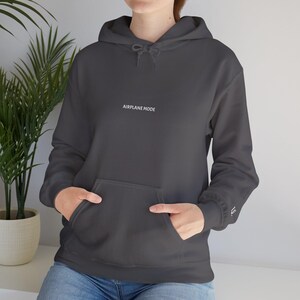 AIRPLANE MODE Hoodie | Black Oversized Minimalist Sweatshirt | Introvert Apparel image 5