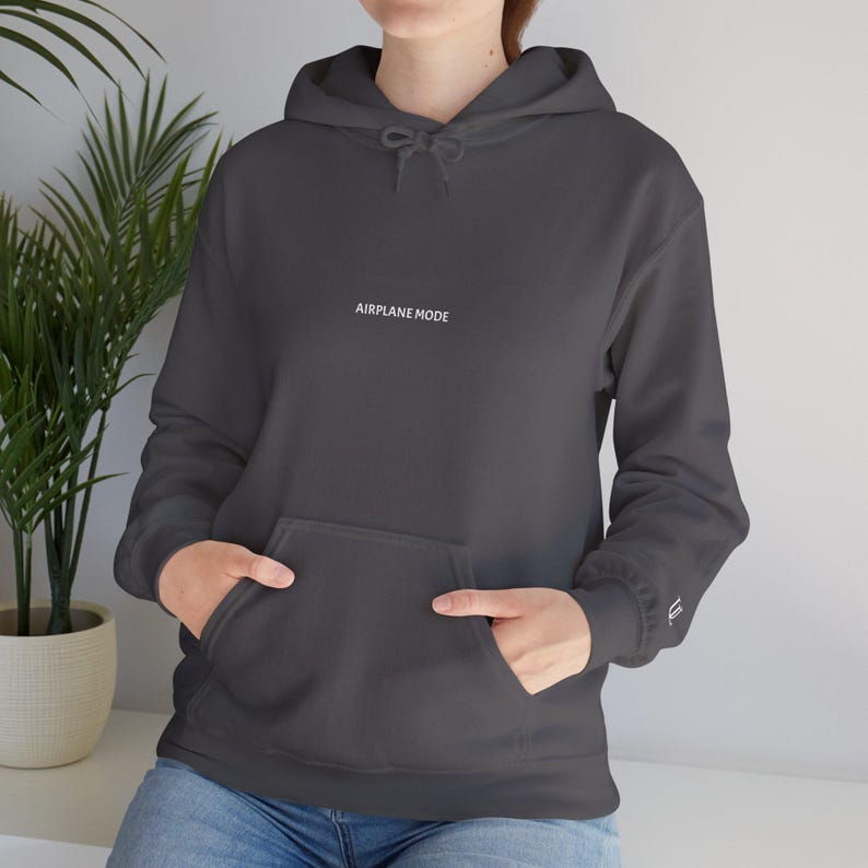 AIRPLANE MODE Hoodie | Black Oversized Minimalist Sweatshirt | Introvert Apparel image 5