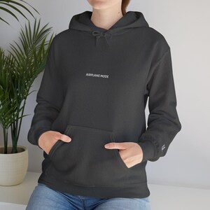 AIRPLANE MODE Hoodie | Black Oversized Minimalist Sweatshirt | Introvert Apparel image 4