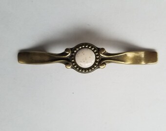 Lot of 6 Amerock Brass Drawer Pulls Round Floral Rosette Knobs Vintage 596-1