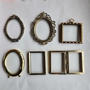 Choice of small decorative vintage metal picture frames / Filigree metal gold tone Italy frame