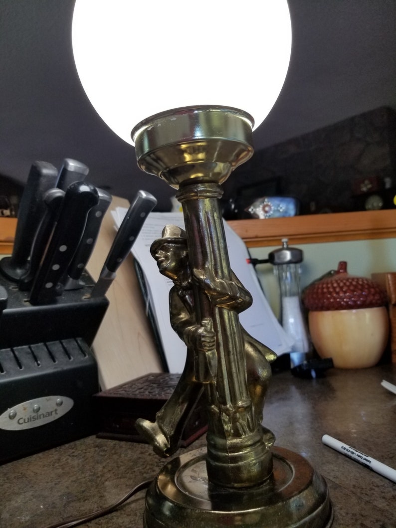 Vintage bar lamp / Drunk hanging onto lamp post / Man cave Etsy