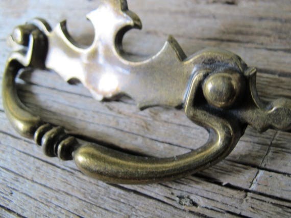 7 Available Brass Salvaged Batwing Drawer Drop Pulls Antiqued