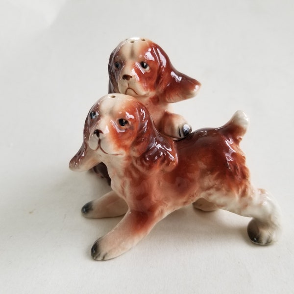 Vintage cocker Spaniel dog salt and pepper shakers