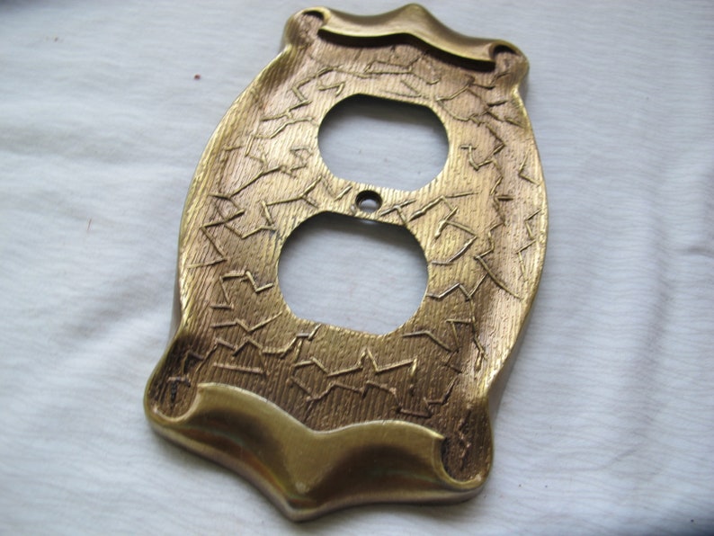 Gothic antiqued brass tone outlet cover plate / zigzag Etsy