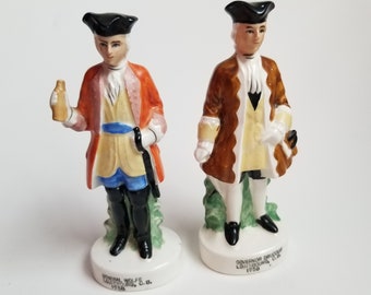 General Wolfe and Governor Drucour 1758 Louisbourg salt and pepper shakers / Canadian historical shaker set