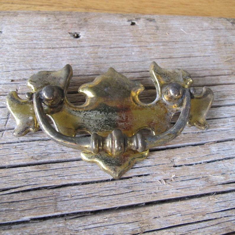 Weathered Brasstone Salvaged Batwing Drawer Drop Pulls 1 Etsy