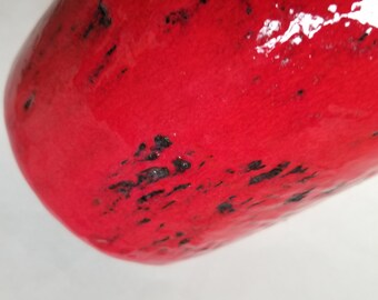 Vintage Red Gräflich Ortenburg Fat Lava Pitcher Shaped Vase / 617