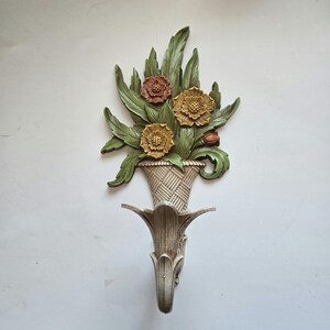 Dart Homco floral wall sconce / coloured plastic wall candle holder / Dart Homco 4176 / Syroco candle sconce