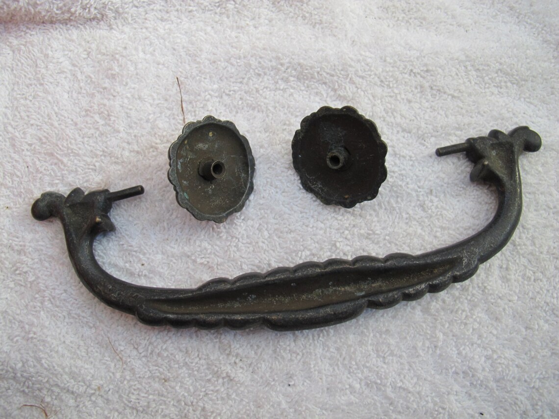 Vintage large brass drop drawer pulls / 5 inch furniture Etsy