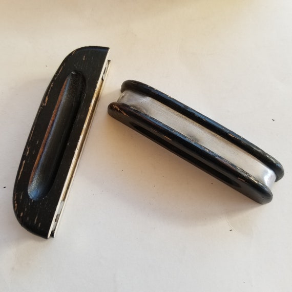 SALE Wood and Metal Vintage Desk Drawer Pulls / Black and Etsy