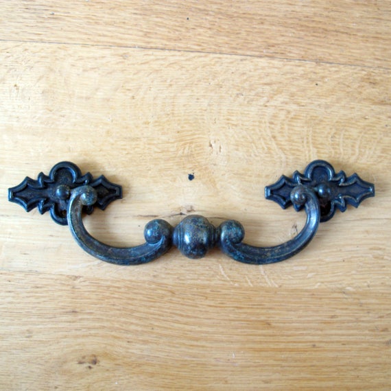 Vintage Brass Drop Drawer Pulls 5 1 2 Inch Furniture Handles Image 0