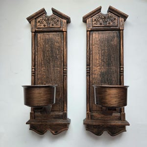 Paire d'appliques bougies coloniales Syroco Coppercraft Guild / Grande applique murale finition cuivre Syroco / Décoration coloniale Americana / Fabriqué aux États-Unis