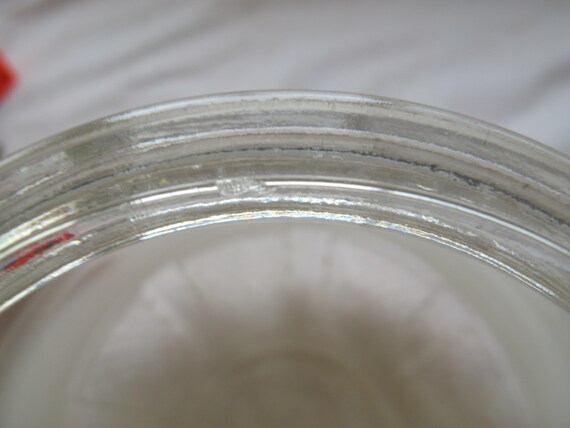 Vintage Mid Century Ceiling Light Cover 8 Inches Diameter Ribbed Pressed Glass Frosted And Clear Light Shade