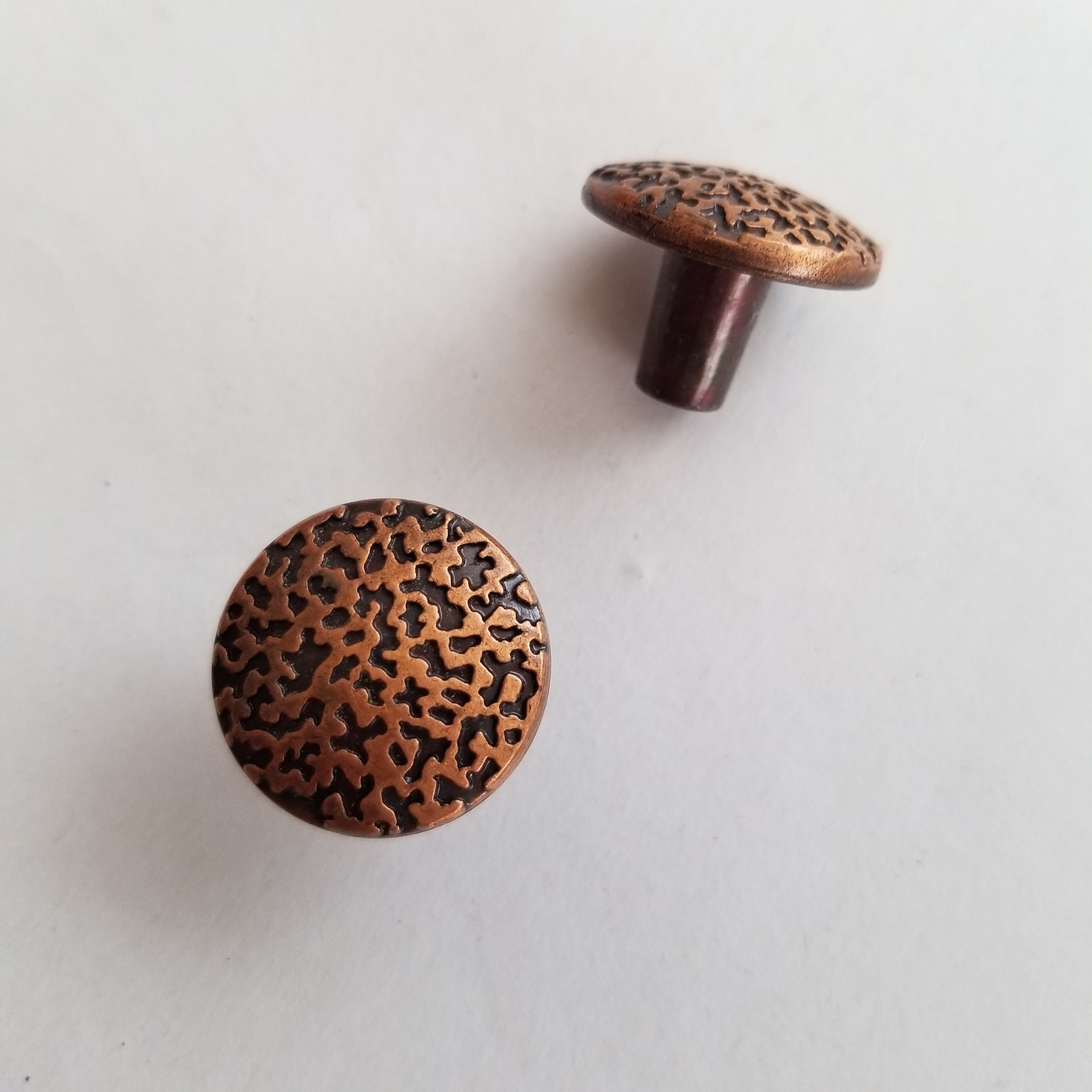 NOS Small faux hammered copper knobs / 1 inch hammered knobs Etsy