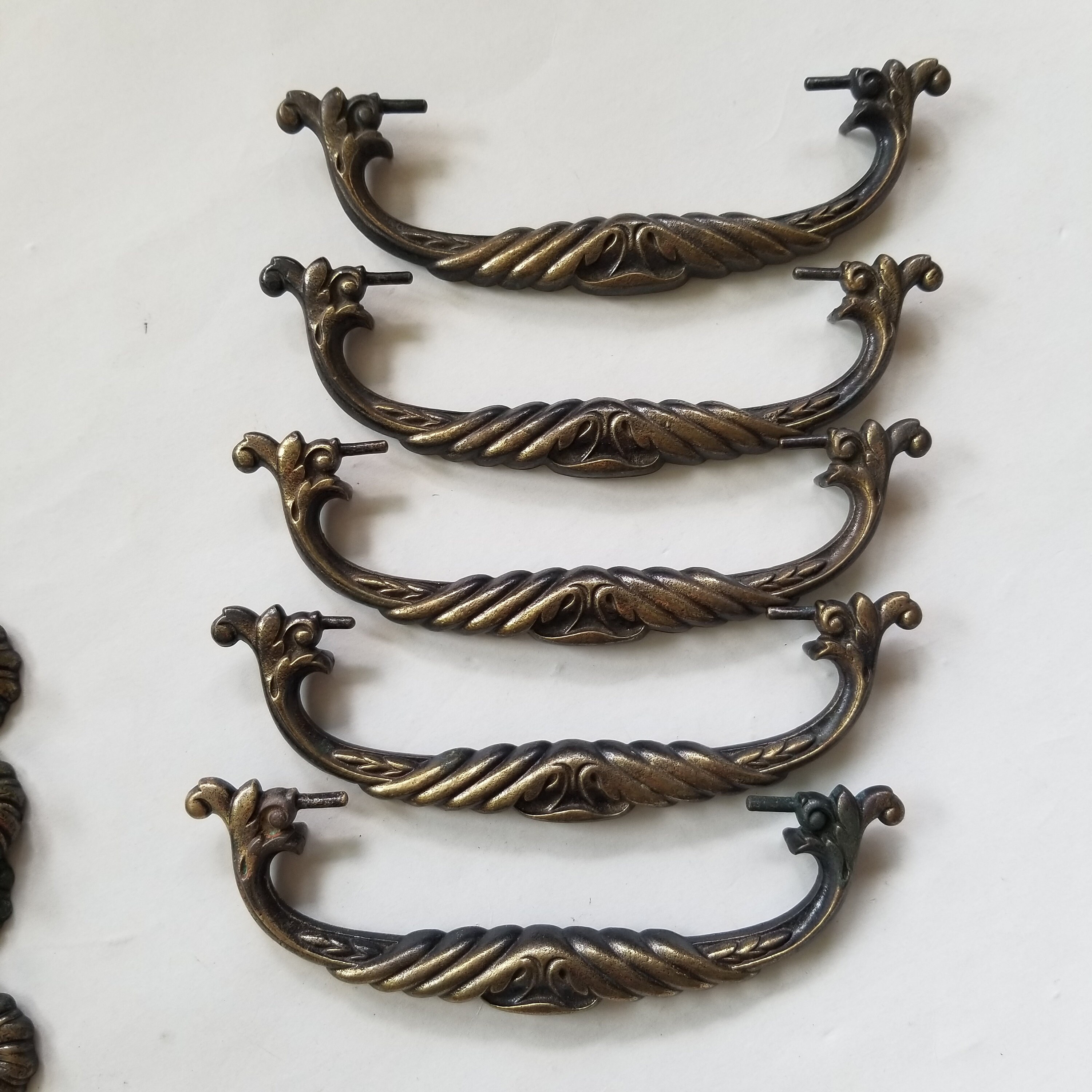 Vintage large brass drop drawer pulls / 5 inch furniture Etsy