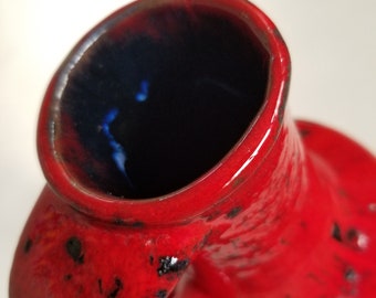 Vintage Red Gräflich Ortenburg Fat Lava Pitcher Shaped Vase / 617
