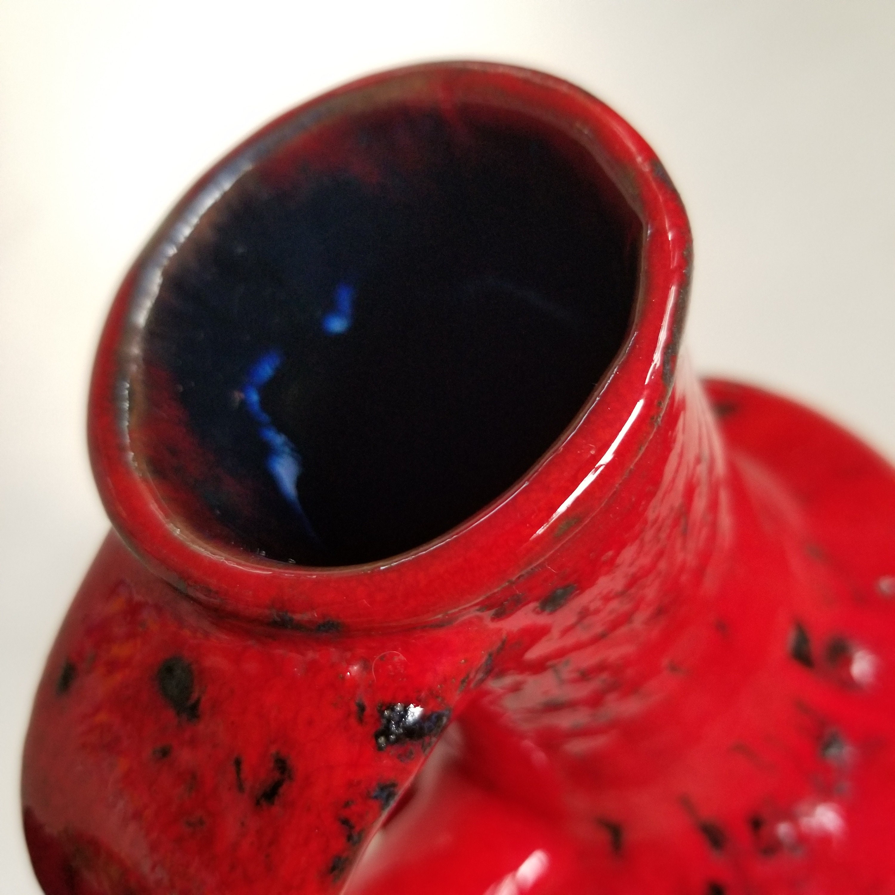 Vintage Red Gräflich Ortenburg Fat Lava Pitcher Shaped Vase / 617