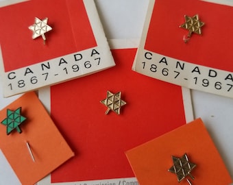 Canadian 1967 Centennial pin (choice of styles) / Expo 67 Maple Leaf pin / Canada 1967 brooch / Canada lapel pin