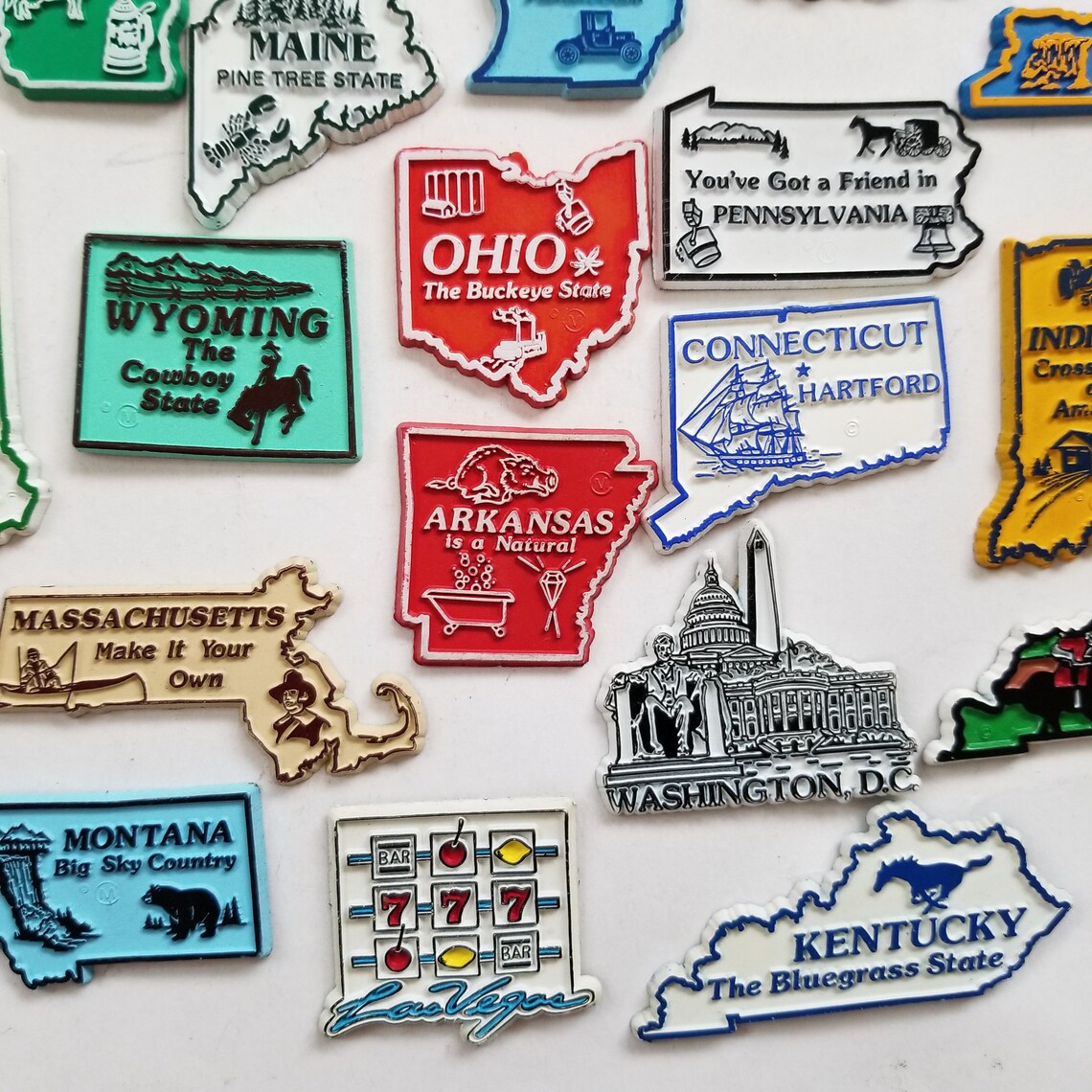 Set of 26 vintage US state fridge / state shaped Etsy