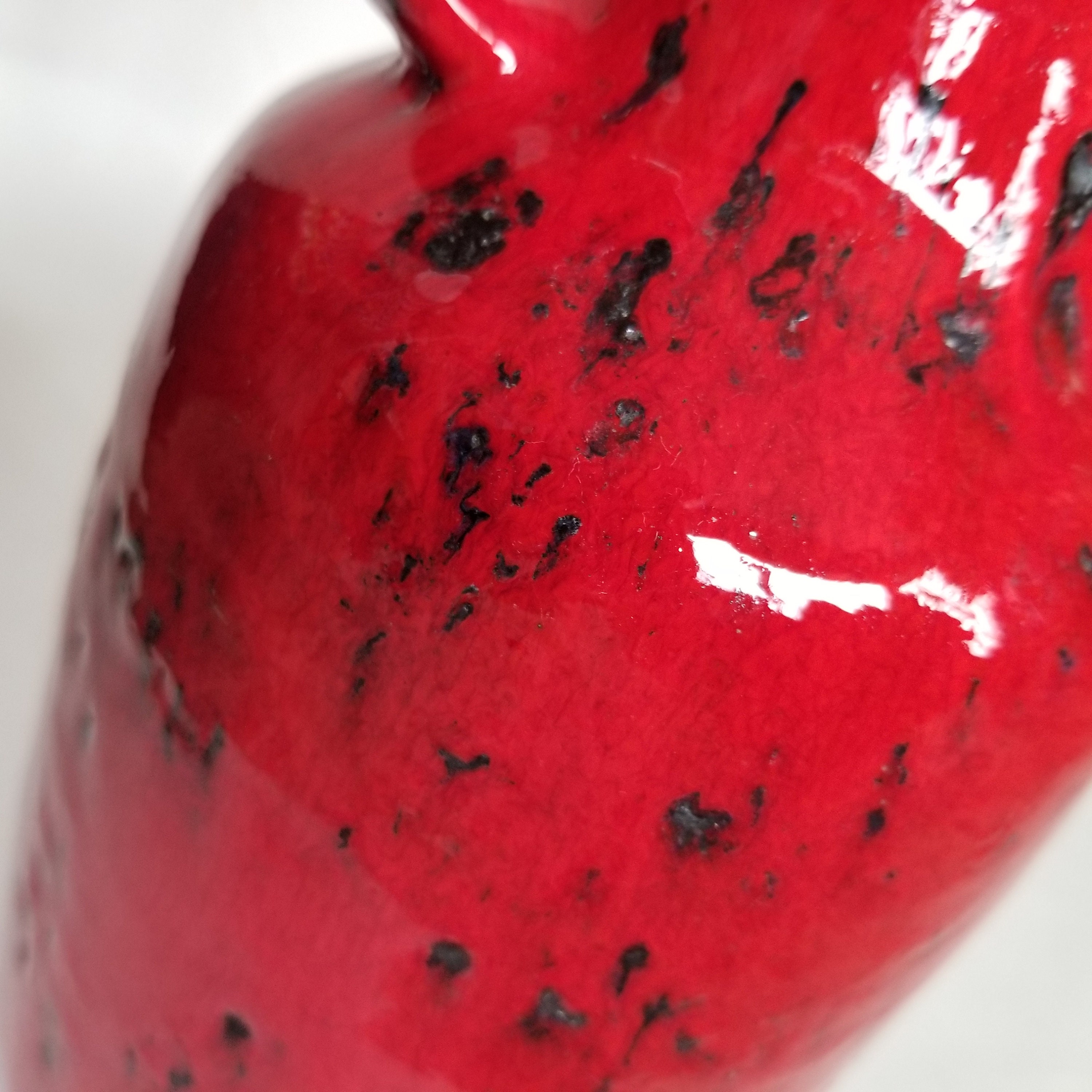 Vintage Red Gräflich Ortenburg Fat Lava Pitcher Shaped Vase / 617