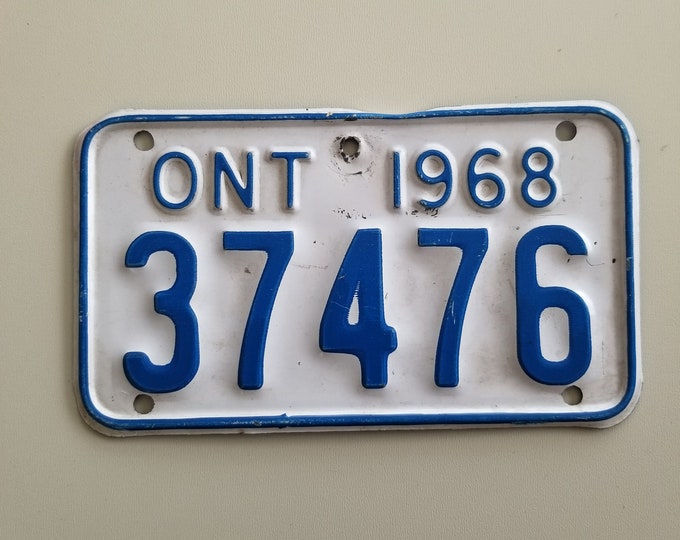Vintage 1968 Ontario Trailer Licence Plate / 1968 Motorcycle Etsy