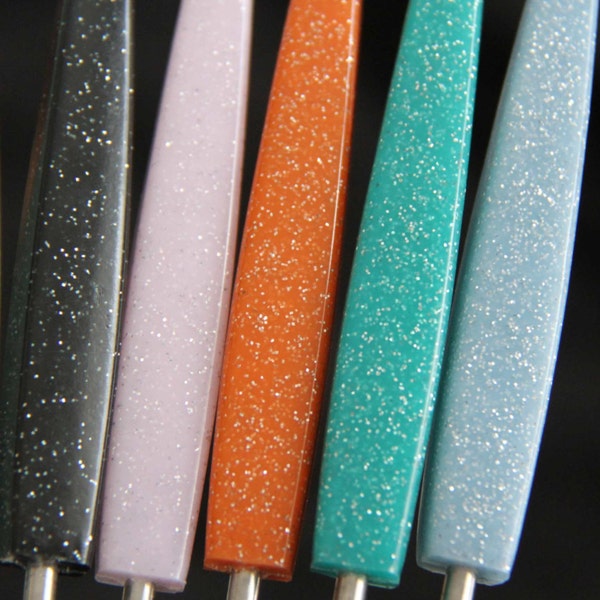 SALE Mid Century sparkle coloured fondue forks (set of 6) / Retro Colour coded dipping forks with sparkles