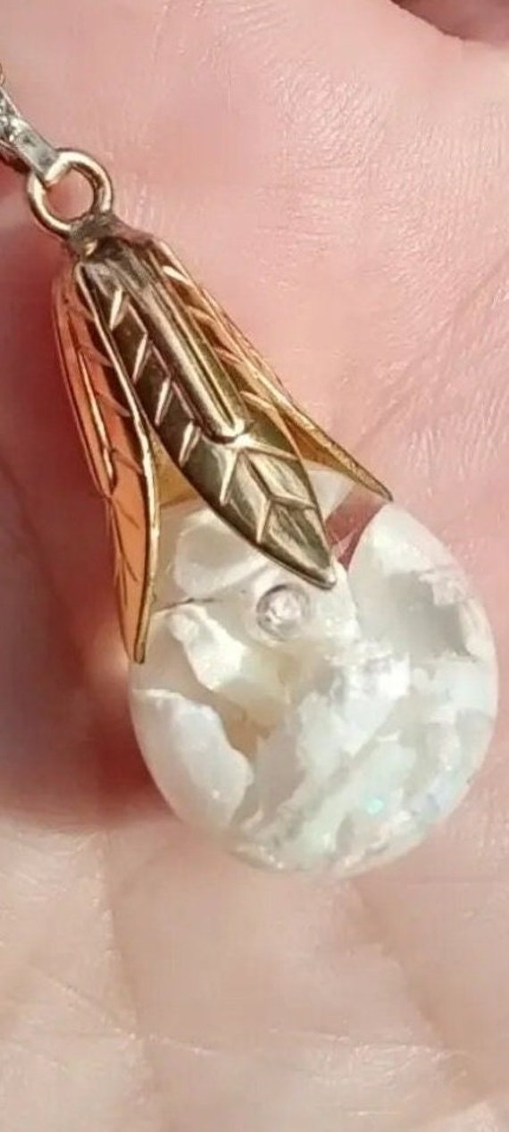 VINTAGE  HUGE floating opal pendant