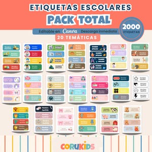 Etichette scolastiche modificabili in Canva | Pacchetto di 20 temi e oltre 2000 etichette personalizzabili | Ritorno a scuola 2026