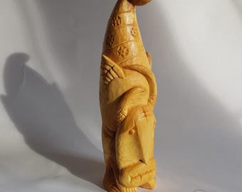 Dream Guardian Wooden Sculpture, Hand Carved Wood Spirit, Gothic Home Decor, Mythical Creature Figurine, Unique Folk Art Gift, Wood Carving