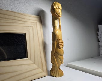 Introverted Goose Wooden Sculpture, Hand-Carved Shelf Art, Quirky Home Decor