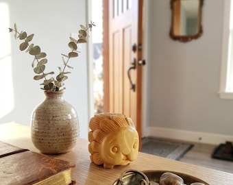 Hand-Carved Wooden Hedgehog Figurine, Woodland Creature Art, Natural Wood Sculpture