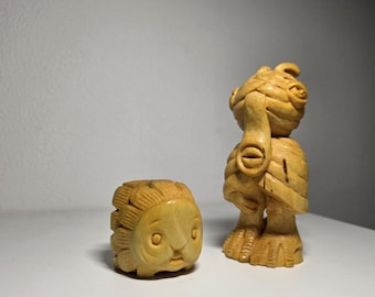 Hand Carved Wood Spirit Duo, Desk Decor
