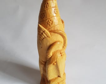 Fantasy creature art Dream Keeper, Solid wood figurine, Authors style, Small sculpture For children