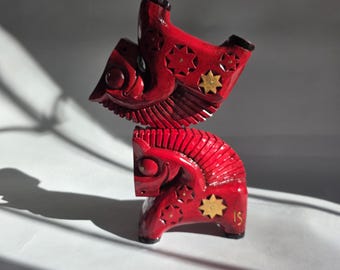 Mother's Day, 60 years, Symbolic Protector for 2026 Baby, Red Wooden Horse Keepsake, The New Baby