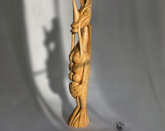 Wooden sculpture Golden Horn, Abstract handmade wood tabletop Art, Modern forest nature decor, Small sculpture, Unique home gift