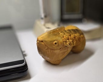 Fish Statue Eared crucian carp, Handmade Sculpture, Rustic Fish Art, Natural Home Decor