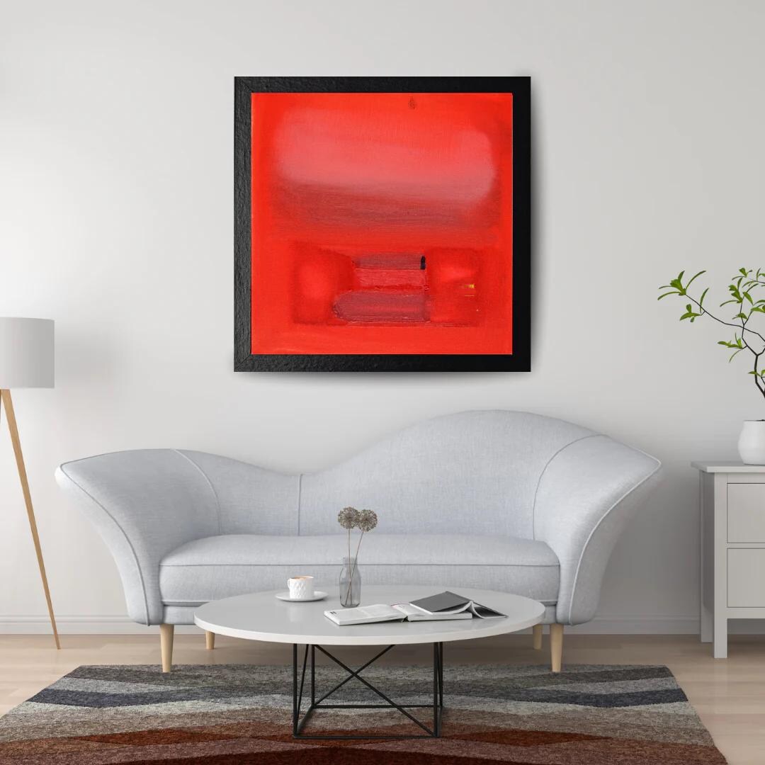 Red Revealed Bold Red Abstract Wall Art | Fiery Minimalist Digital ...