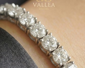 Moissanite Tennis Bracelet, 925 Sterling Silver, 18K Gold Plated, D VVS1, Passes Diamond Tester