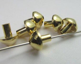 60 Vintage Gold-Plated Plastic End Cap Beads Mt336