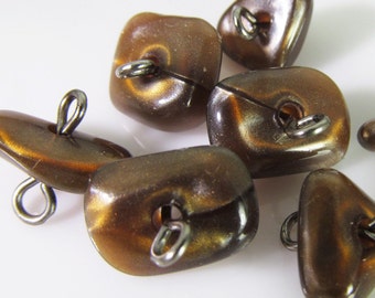 40 Vintage Faux Brown Acrylic Nugget Stone Connectors Con267