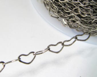 3 Ft 4.5x4.5mm Dainty Antiqued Silver-Plated Heart Link Chain Ch283
