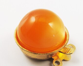 2 14mm Vintage Orange Moonglow Lucite Box Clasps Cl08