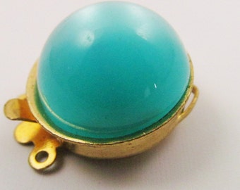 2 14mm Vintage Turquoise Moonglow Box Clasps Cl11